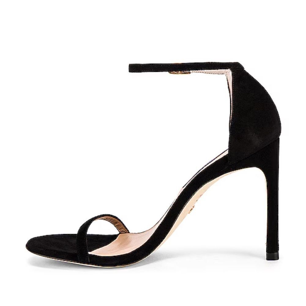 Stuart Weitzman Nudistsong high Heels Black Suede shoes strappy Revolve 9.5